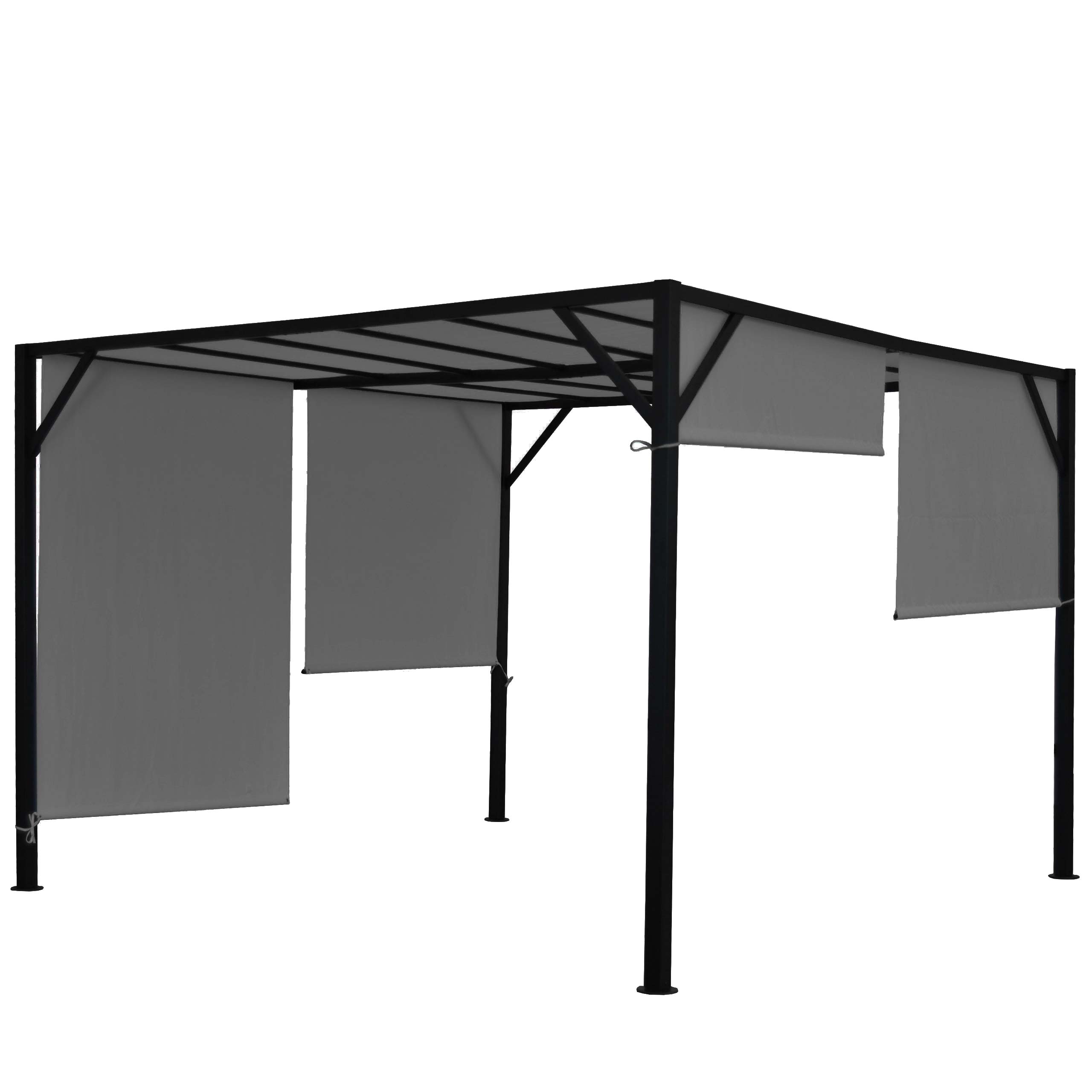Pergola Baia, zadaszenie patio pawilonu ogrodowego, solidna stalowa rama 6cm + rozsuwany dach szary ~ 3x3m