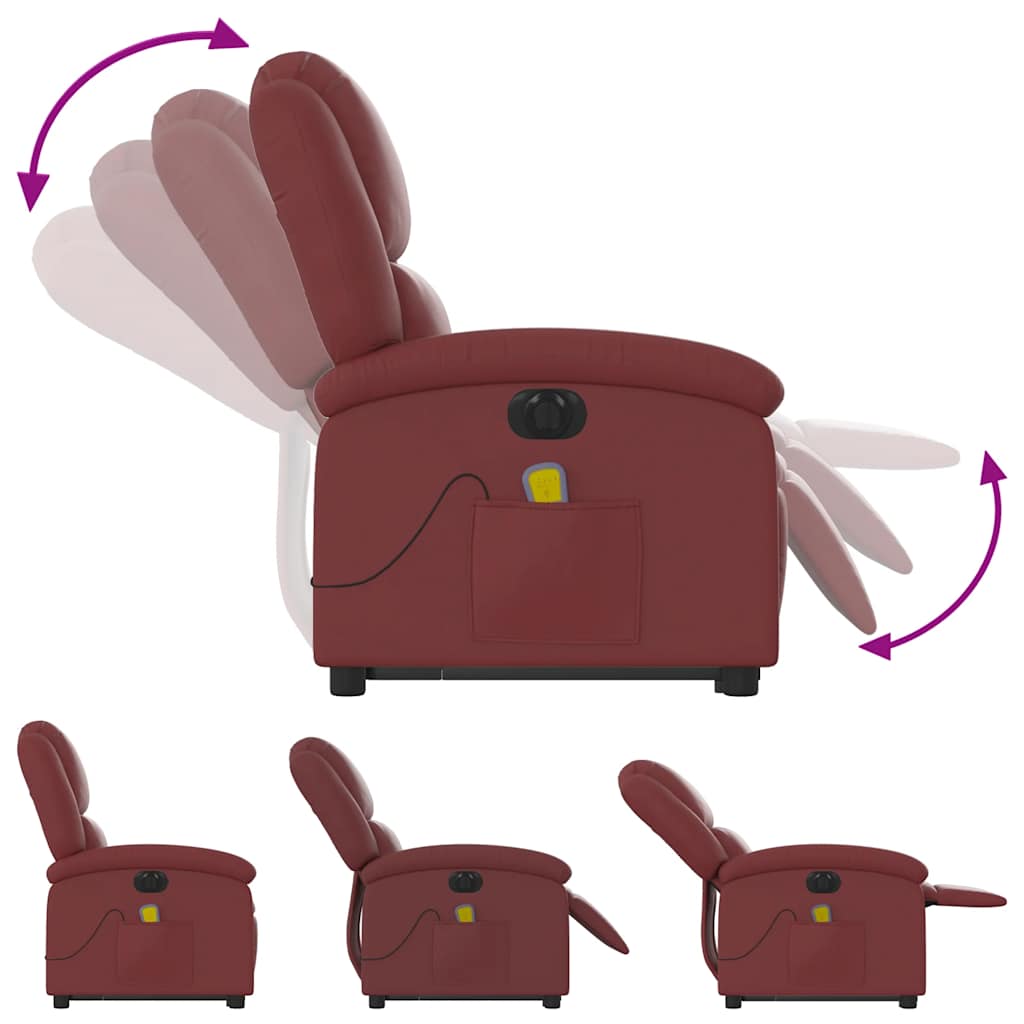 Fauteuil inclinable de massage électrique rouge bordeaux pour le salon - 7