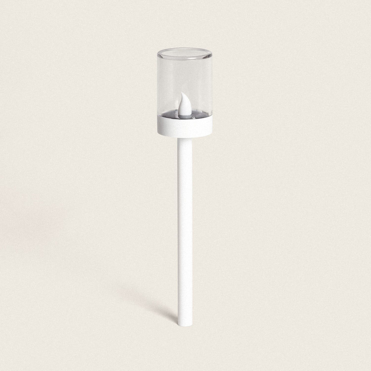 Torche Solaire Extérieure LED Effet Flamme avec Piquet Brako 40cm Blanc ...