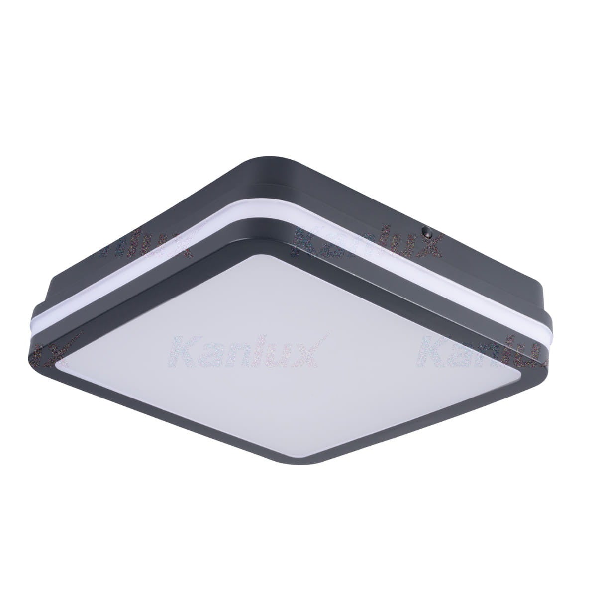 Plafon Beno kwadratowy grafitowo-biały LED 18W 3000K 1350lm wym: 5,5 x 22 cm IP54 tworzywo sztuczne Kanlux