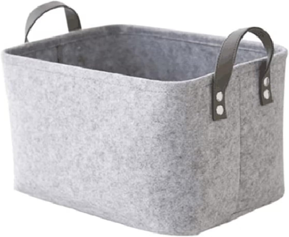 Szary prostokątny kosz filcowy 39x29x25 cm, składany schowek z miękkimi uchwytami na ubrania