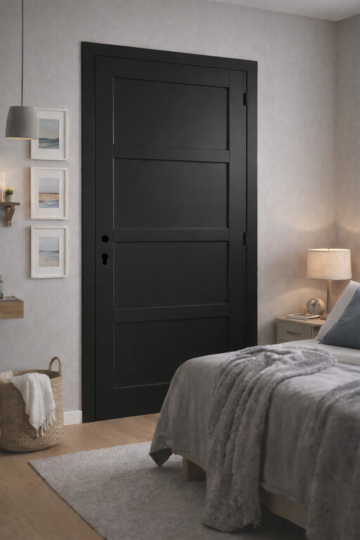 Bloc Porte Telia Noir 4 Panneaux H204 X L73 Cm Côte Tableau P.gauche Gd ...