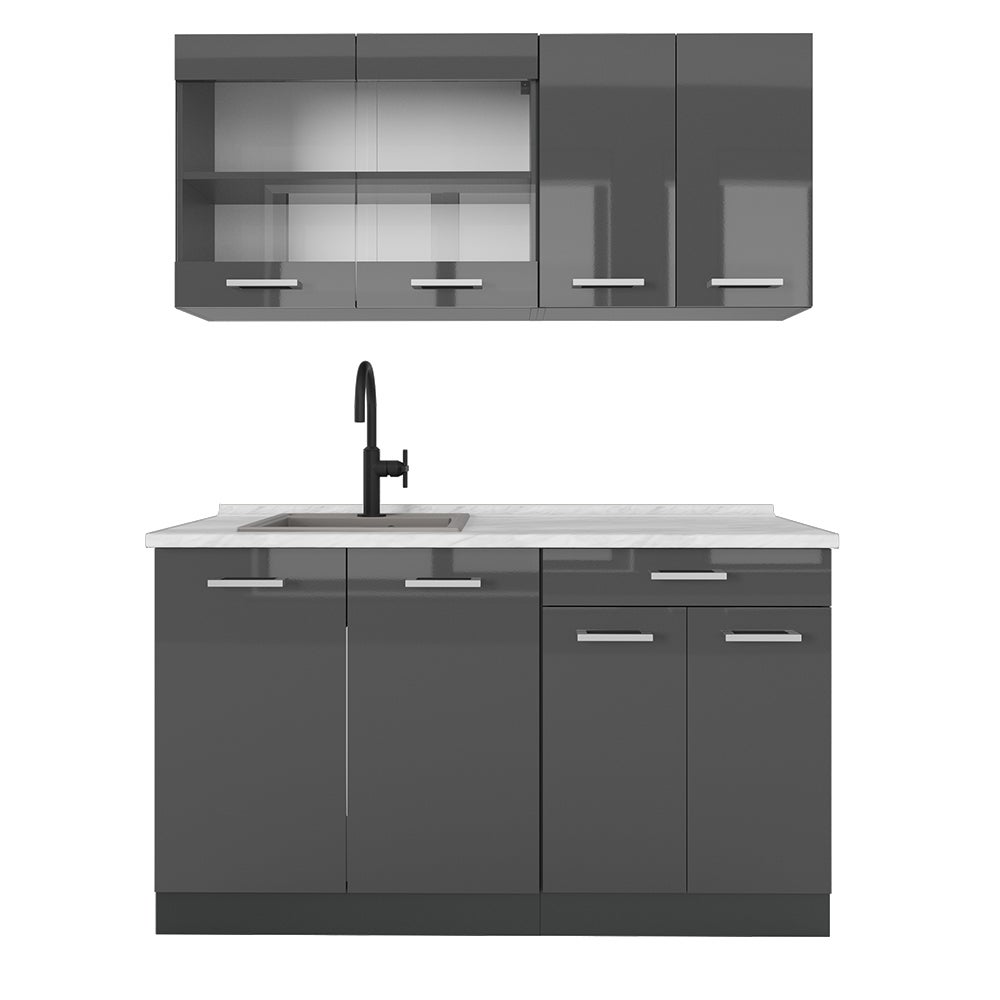 Cuisine Encastrable Vicco Fame-Line 140 Cm – Anthracite – Neuve