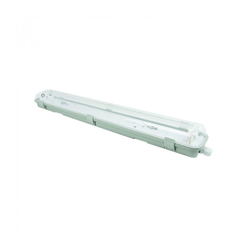 Lampa do garażu piwnicy T8/G13 hermetyczna 15W tworzywo sztuczne szaro-klosz przezroczysty wym:7,6x66x10cm IP65 Ecolight