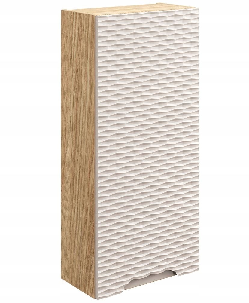 Szafka łazienkowa OCEAN 35 cm beżowa dąb olejowany front 3D MDF wisząca mały słupek