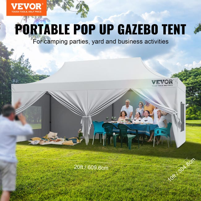 VOUNOT Gazebo Pieghevole 3x6m - Con 6 Pareti, Impermeabile, Per Giardino E Feste, Nero - Foto 9