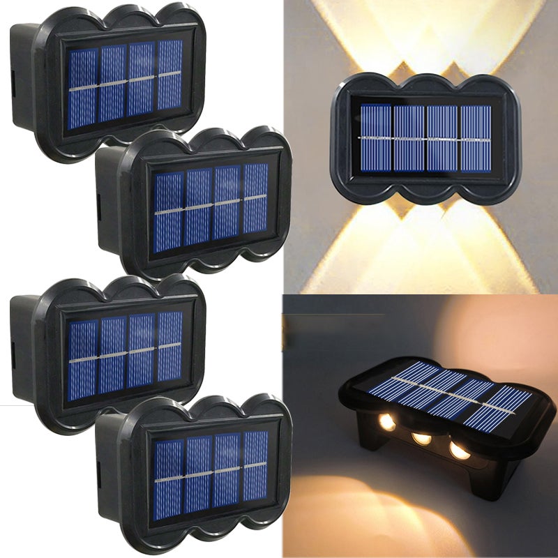Zestaw zewnętrznych solarnych lamp ściennych solarna lampa do oświetlania ścian zmierzchu świtu wodoszczelna solarna lampa ogrodowa świecąca górę dół