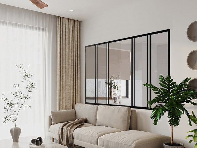 Verrière coulissante en aluminium thermolaqué noir 180x130 cm - RAVENA