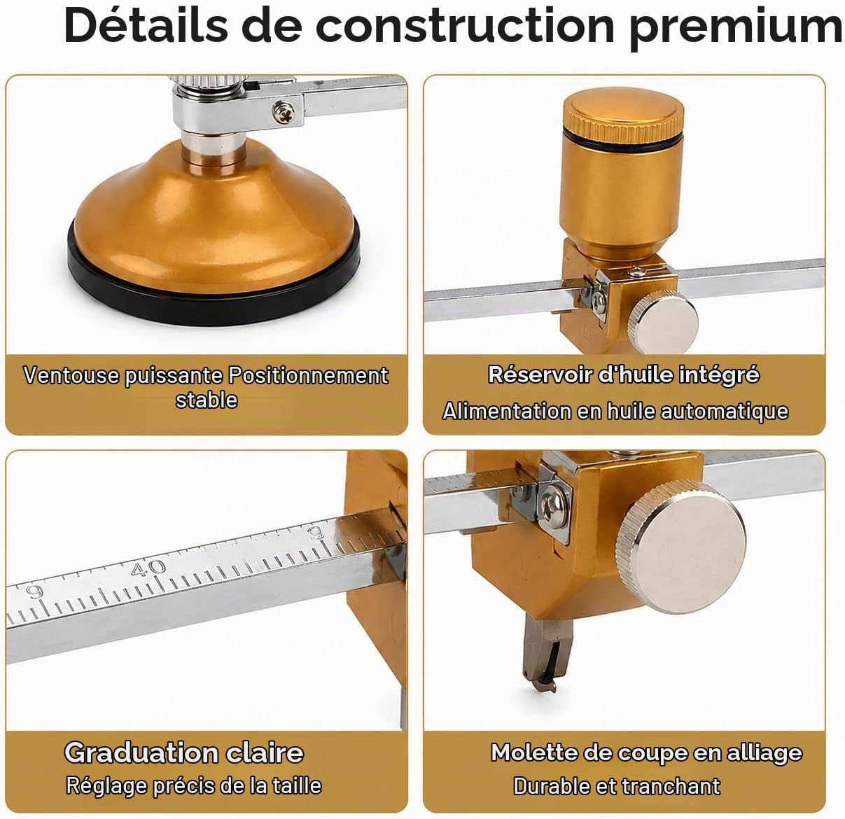 Compás de carpintero para baldosas de cerámica y vidrio (60 cm) con ...