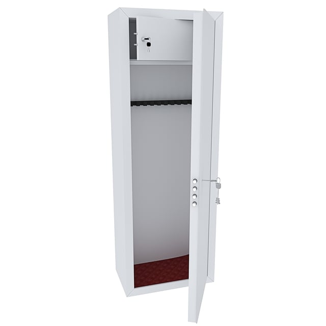 Armadio Portafucili Armi Blindato Fuciliera In Acciaio Con Cassetto Tesoretto Con Serratura Chiave Doppia Mappa Bianco Opaco 148x53.5x32 Cm 10 Posti