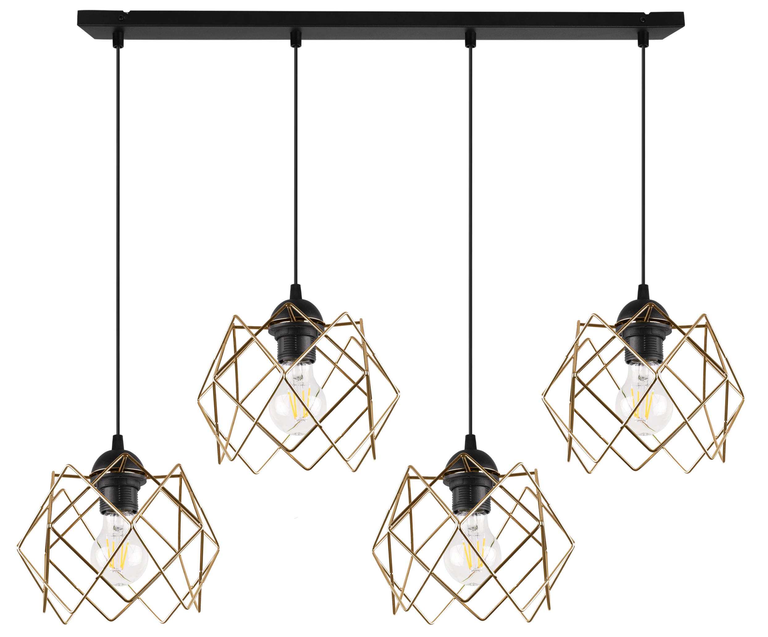 Lampa sufitowa wisząca Stella czarna modern 4xE27 klosz metalowy złoty Light Home LH