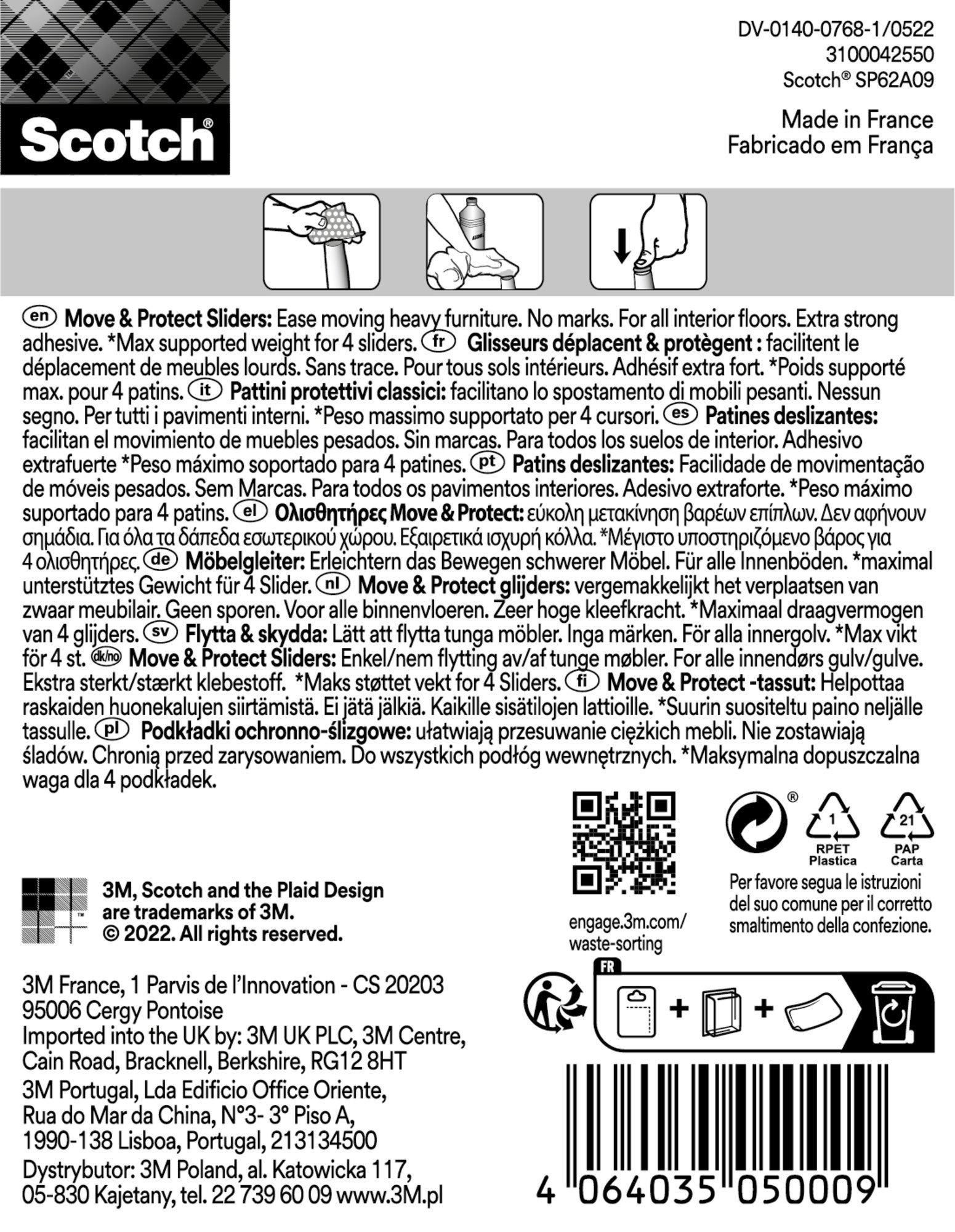 Scotch® Podkładki ochronno - ślizgowe, szare, Ø40mm, 4 szt. - 2