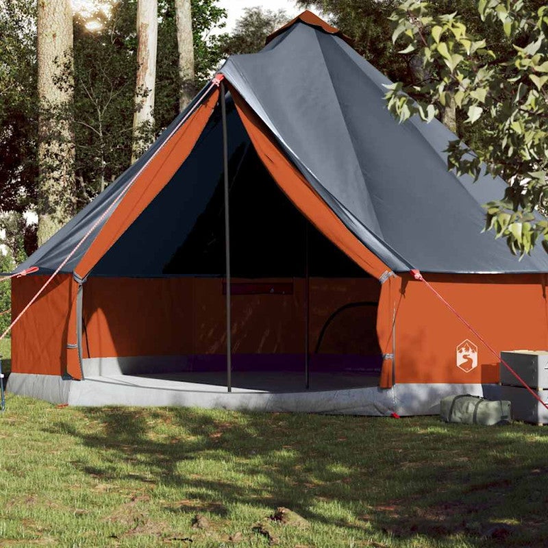 Namiot rodzinny tipi, 10-os., szaro-pomarańczowy, wodoszczelny