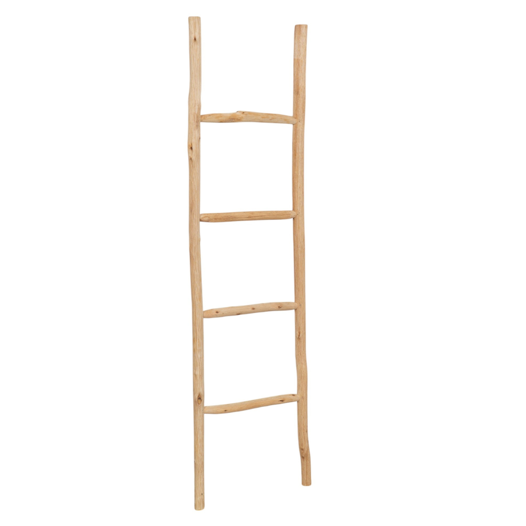 BISCOTTINI - Échelle porte-serviettes de Salle de Bain avec Finition Naturelle - 4 Niveaux - Échelle sur Pied Décorative en Bois 130x33 cm - 8