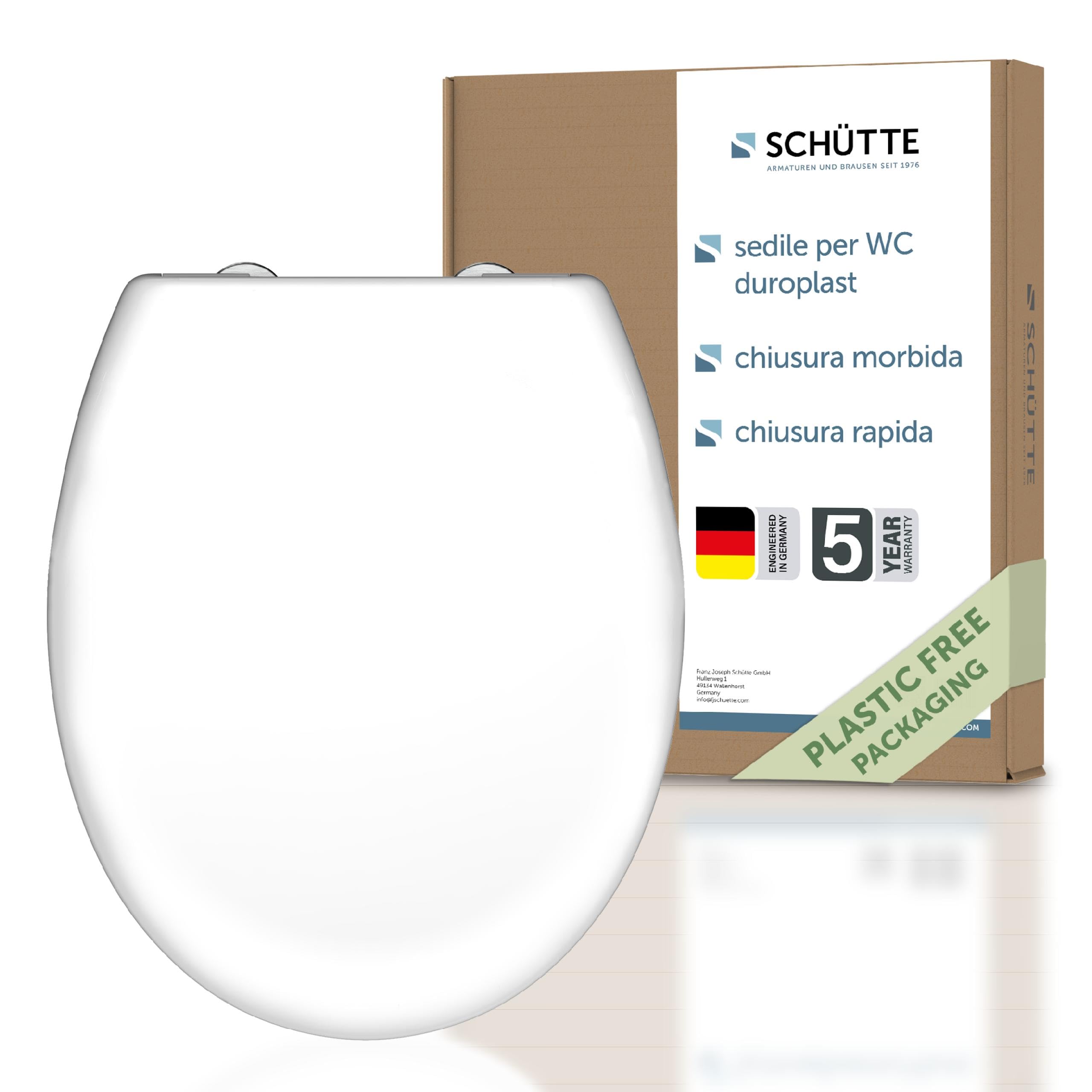 Sedile wc universale chiusura soft close bianco in polipropilene