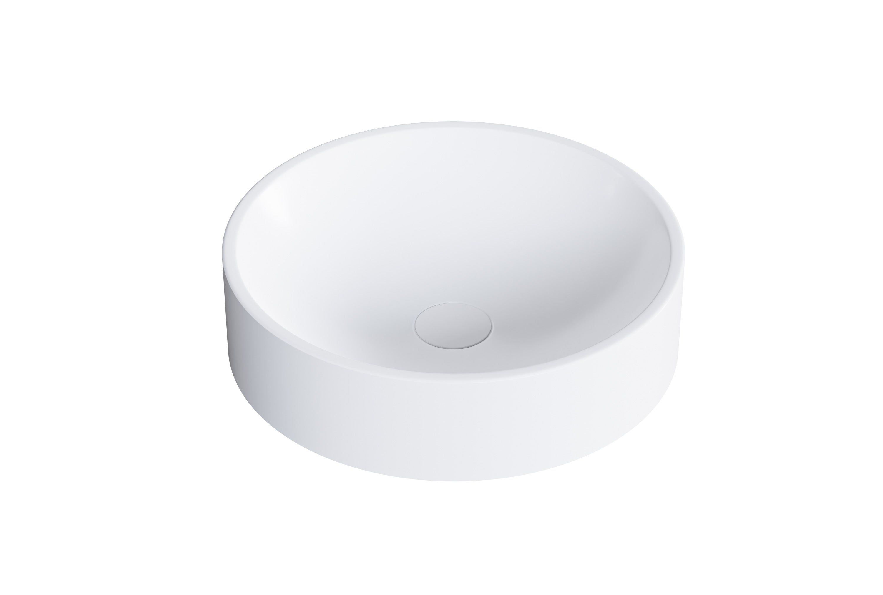BERNSTEIN - Lavabo rotondo con piedistallo Lavabo in fusione minerale da bagno - NT8565 - Ø 40cm Tappetino bianco, Con scarico e coperchio bianco - 2