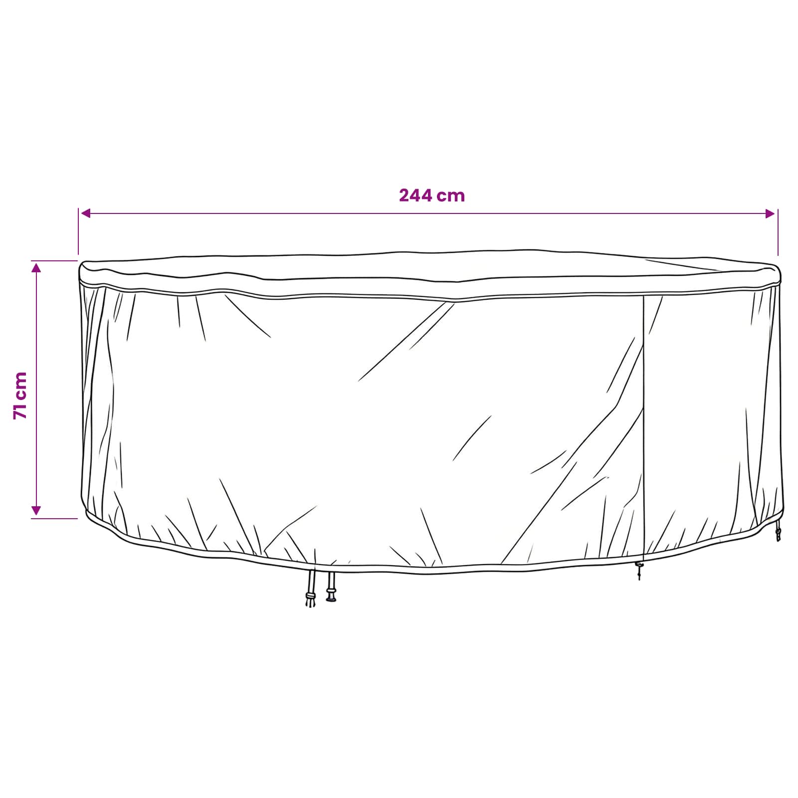 vidaXL Housse pour meubles Noir 244 x 244 x 71 cm Tissu Oxford 210D - 7