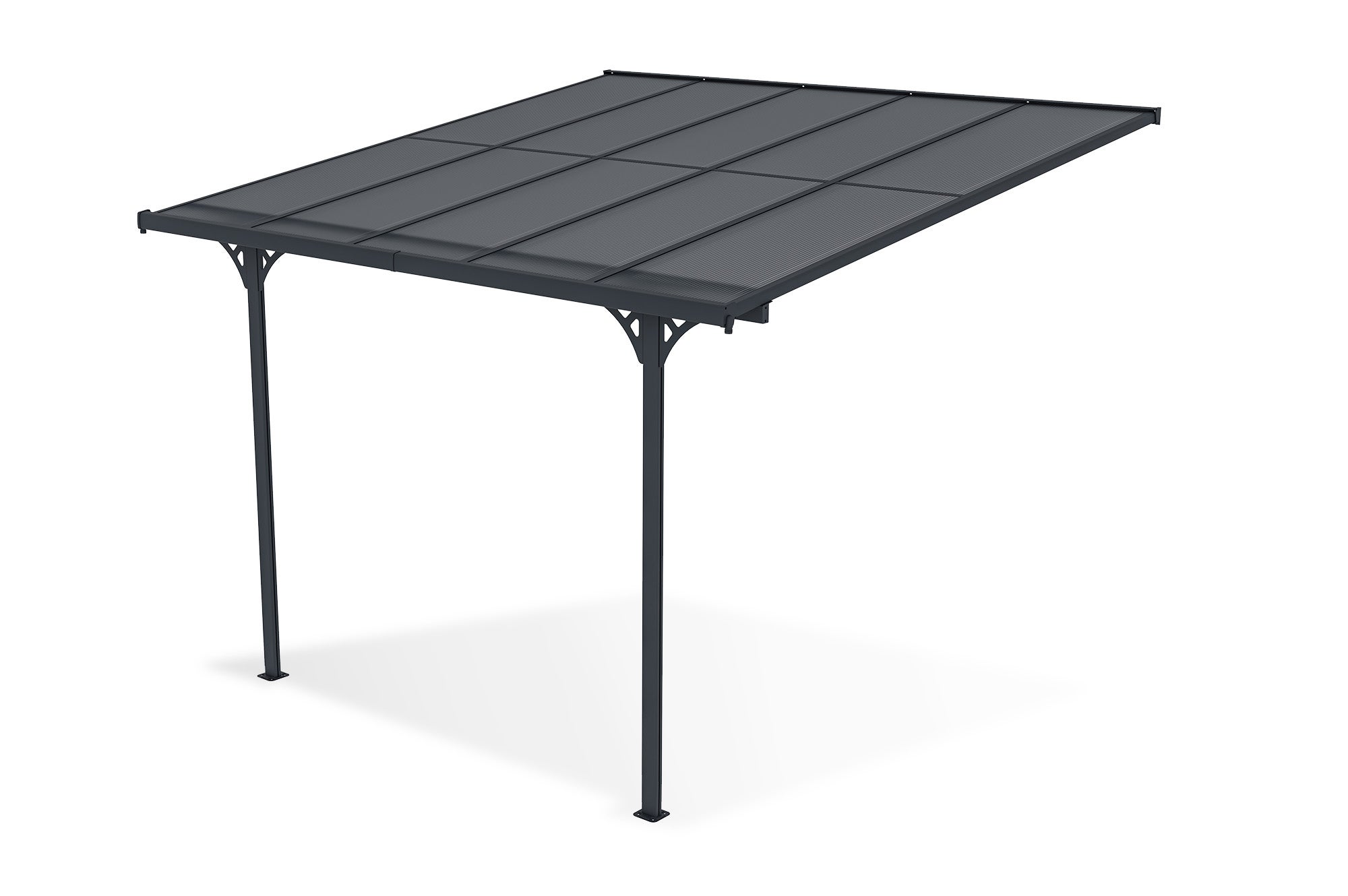 Pergola/Cochera adosada KLEO 3m x 3m aluminio Gris - 5