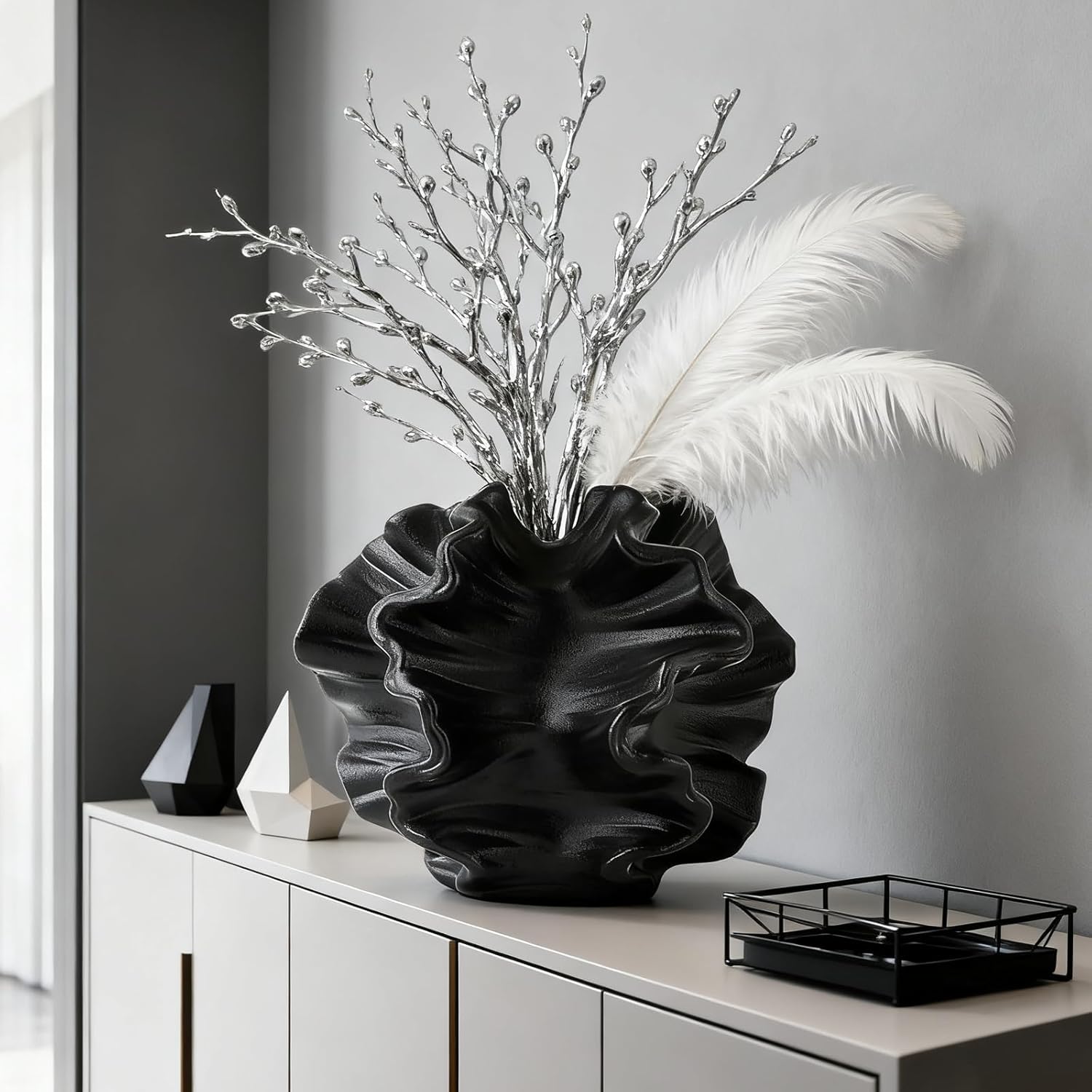 (1 unidade) Vaso moderno em estilo nórdico para decoração, vaso de flores com estética boêmia para casa, sala de estar, escritório, casa de campo, me - 4