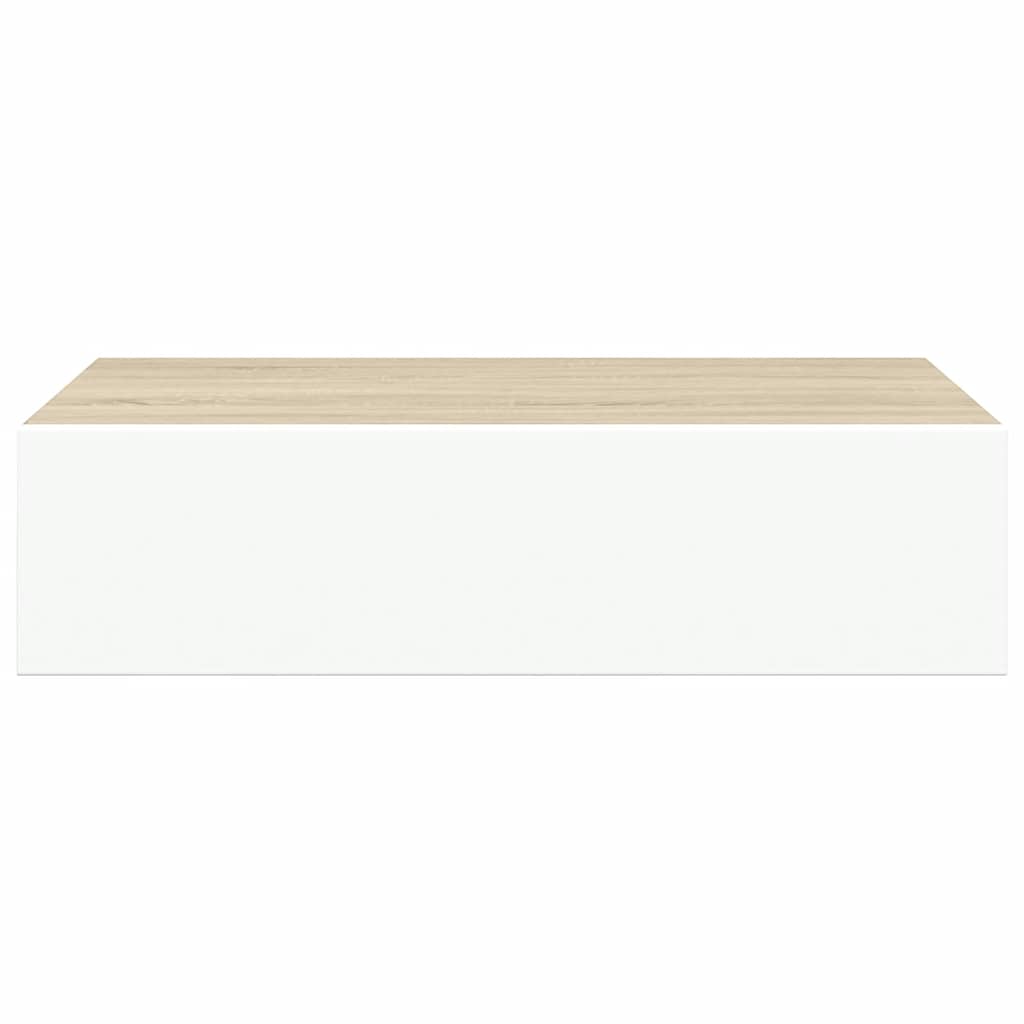 vidaXL Étagères à tiroir murales 2 pcs Chêne et blanc 40x23,5x10cm MDF - 7