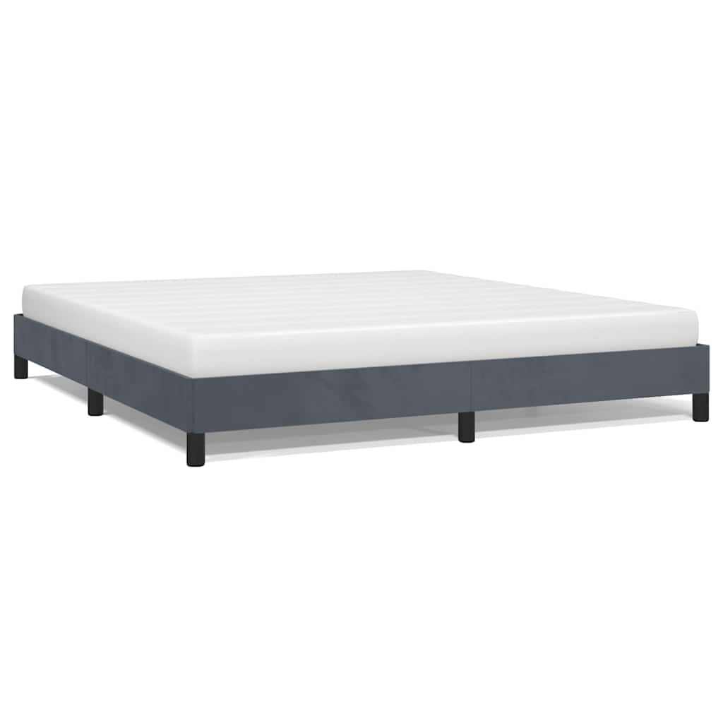 Cadre de lit gris foncé 193 x 203 cm en velours - 2