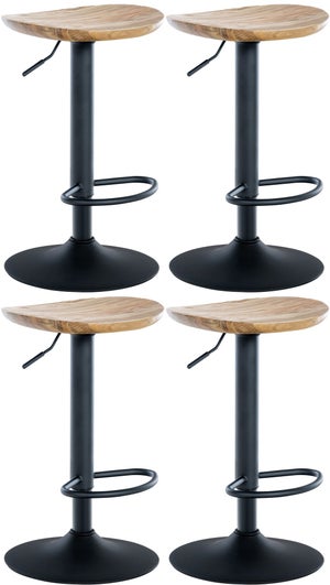 Taburete De Bar Giratorio Baroni Home – Altura Ajustable (64-86 Cm), Asiento De Polipropileno Y Estructura De Acero, Fondo Antiarañazos, Color Blanco
