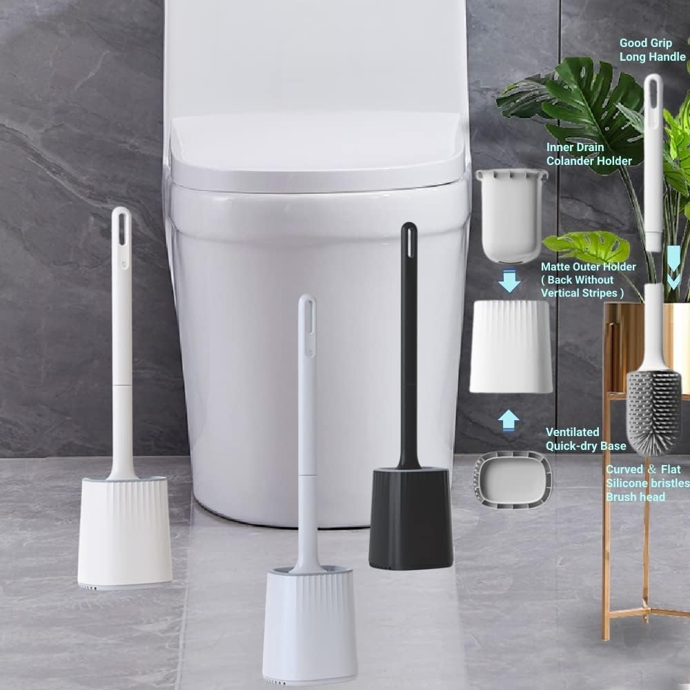 Brosse Wc 3 Fonctions Avec Support - Nettoyage Très Facile Sous Le Bord