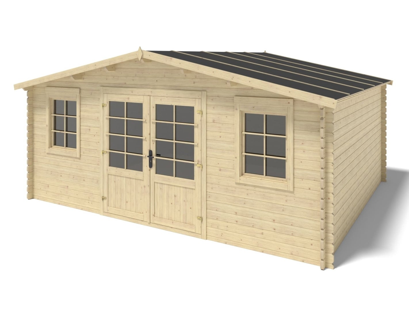 Abri de jardin en bois - 21.42m2 - 5.1x4.2m - Ep. 34mm - Couleur: naturel - DOM746 - ALTANKA - 2