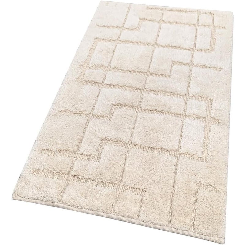 Dywan łazienkowy Lub Sypialniany 3D 55x90 Cm Bawełniany Elegancki Zmywalny śmietankowy