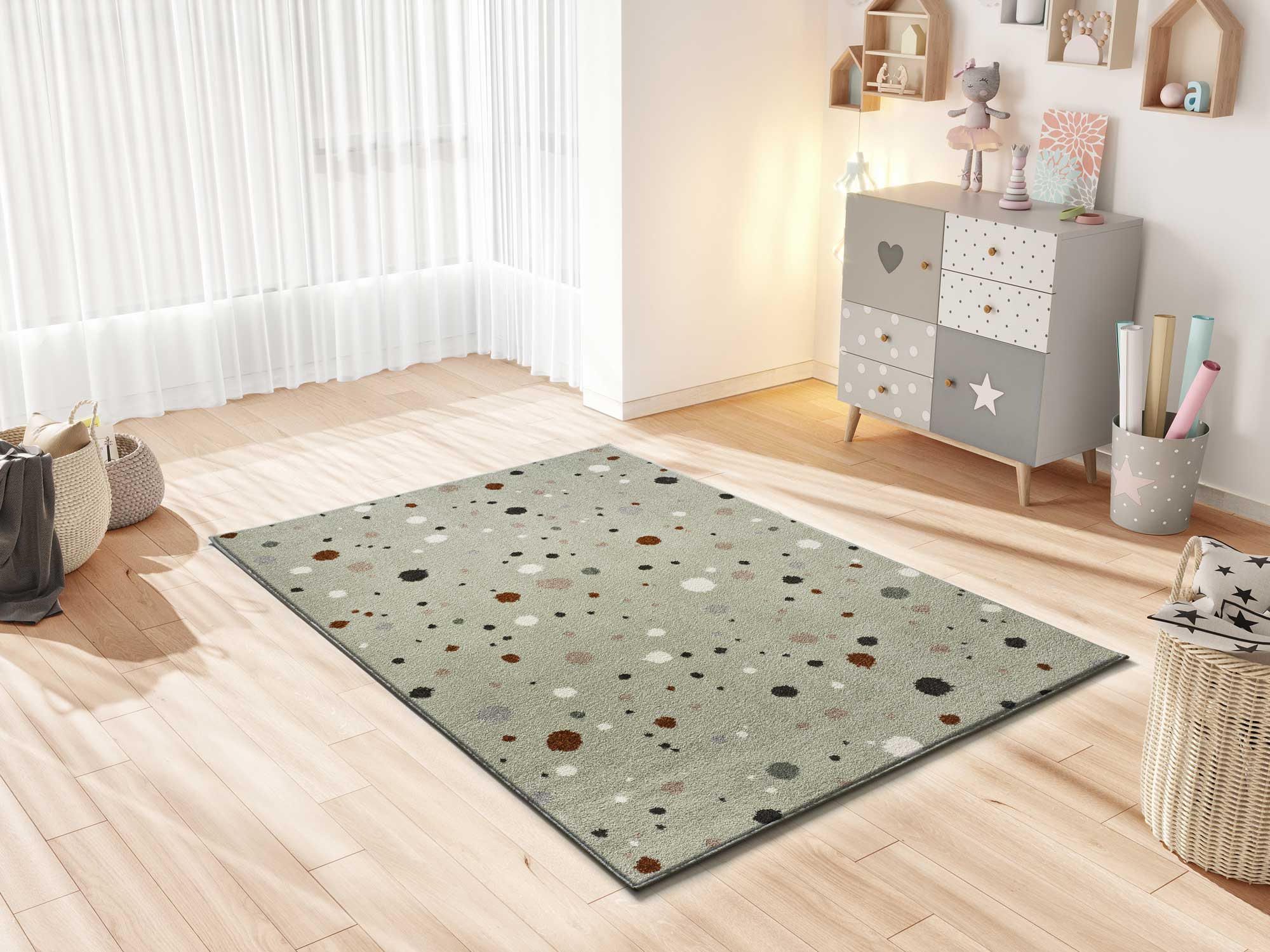 Alfombra interior verde rectangular 120 x 170 cm beats infantil - atticgo