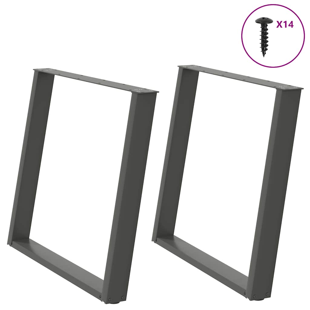 Nogi do stołu jadalnego w kształcie litery U 2 szt. Antracyt 90x(72-73) cm Stal vidaXL