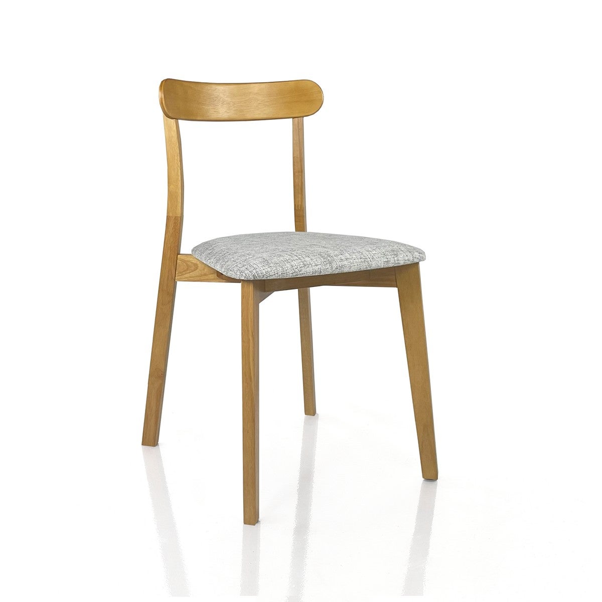 Zestaw 2 krzeseł AMBRA WOOD z drewna dębowego i tkaniny w kolorze jasnoszarym 45x51x78 cm do stołu jadalnego
