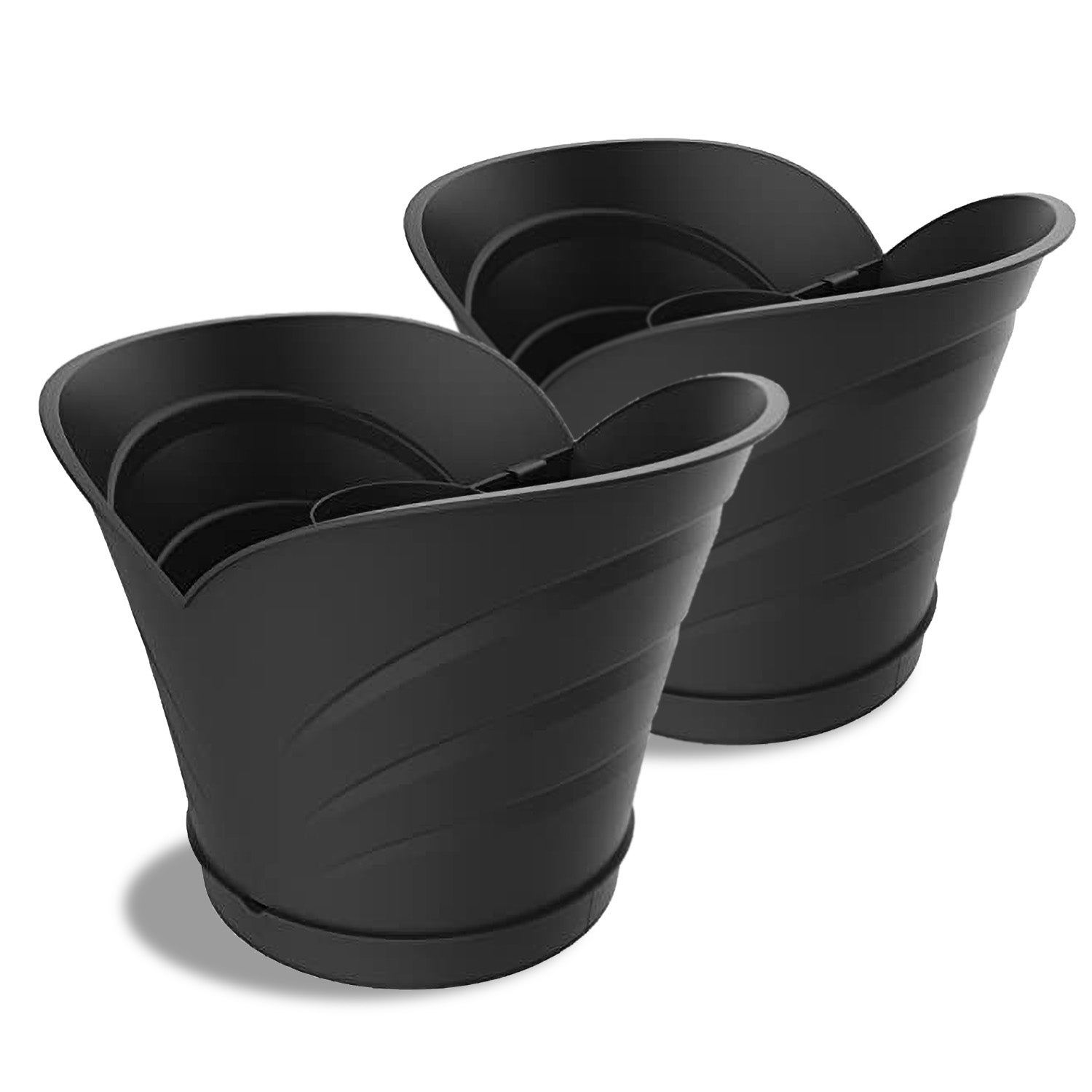 Set Di 2 Vasi Da Fiori In Argilla Di Colore Blu Navy ⌀ 46 Cm Esterno I Balcone Terrazzo Giardino