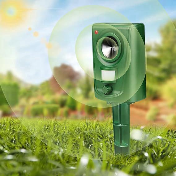 Spaventa-gatti ad ultrasuoni da giardino (11 x 6,8 x 45 cm, 3 batterie AA (non incluse)) Dispositivo di guida a batteria per allontanare volpi e