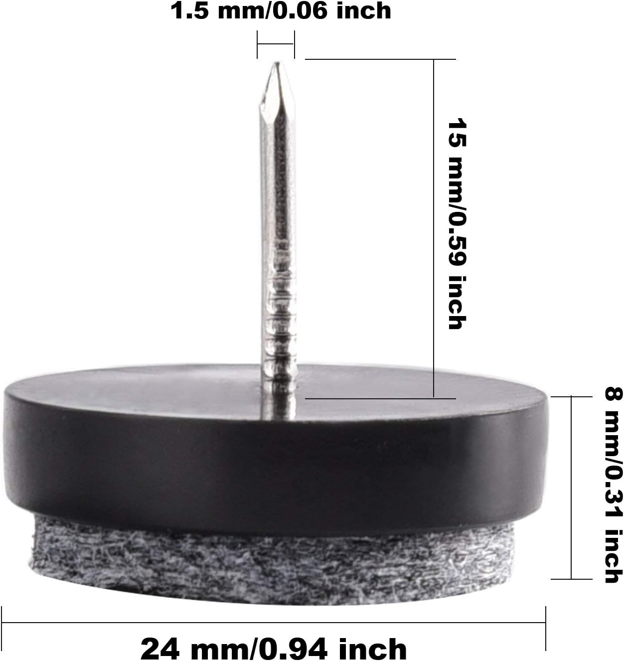 Juego De 16 Patines De Goma Para Muebles – Almohadillas Antideslizantes De 20x20x8 Mm, Adhesivas Y Sin Residuos