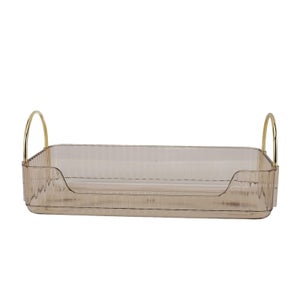 Organizzatore da bagno a 2 livelli, Accessorio Bagno Portaoggetti, Organizer da bagno con cornici in metallo e vassoi in legno, Porta Oggetti Bagno in legno con cassetti per bagno, cucina, ufficio