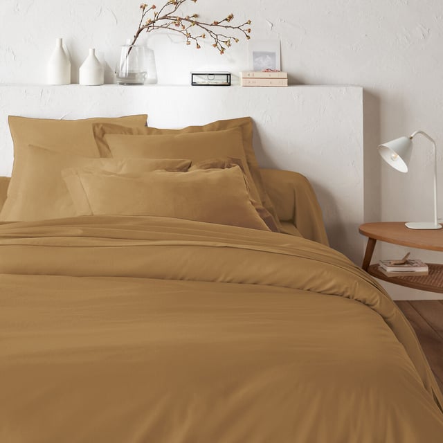 Housse de couette zippée unie en coton, Scénario - Bronze - 260 x 240 cm