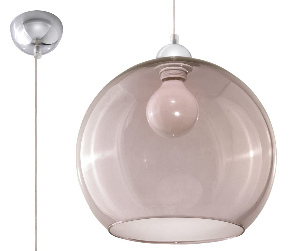 Lampa sufitowa wisząca Ball chromowana-przezroczysty 1xE27x60W szklany klosz wym: 80 x 30 x 30 cm szkło Sollux Lighting