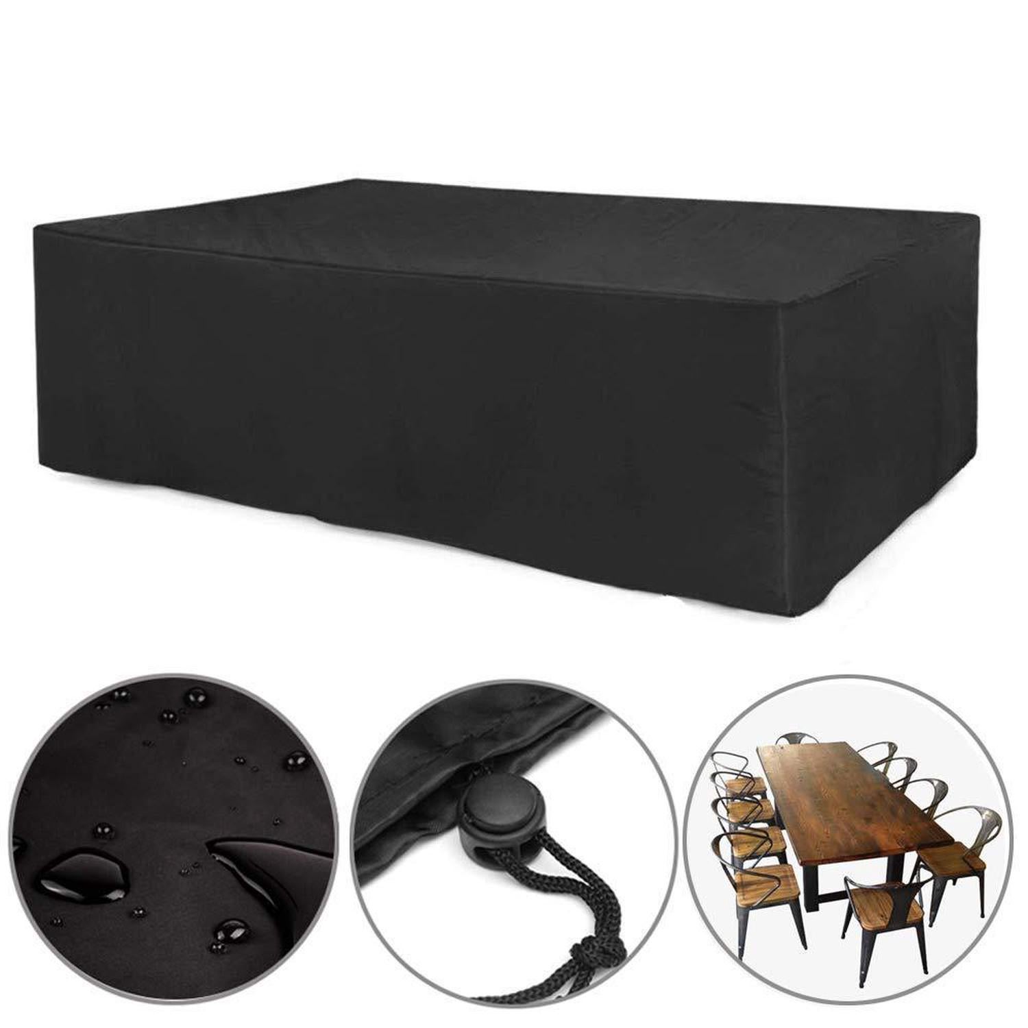 Housses de Meubles d’extérieur imperméable à l’Eau Canapé Chaise Table Housse de Pluie Snow Dust Cover Oxford Fabric Garden -Noir 315*160*74(LxLxH) - 6