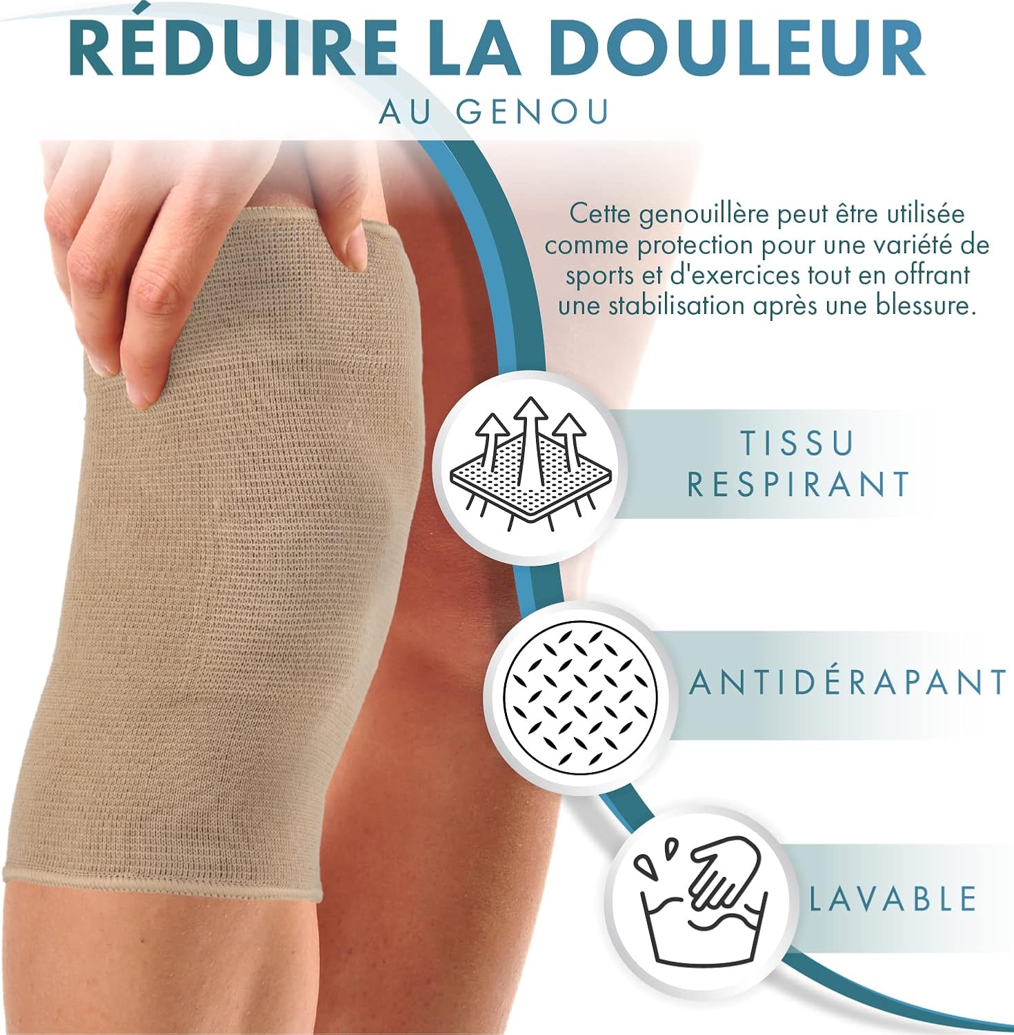 Genouillère : soulage les douleurs au genou, les entorses ligamentaires ou les blessures sportives. - 3