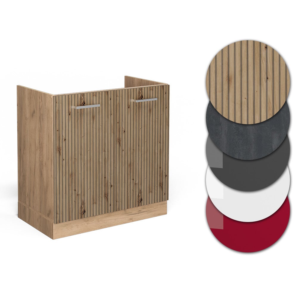 Vicco Meuble bas sous-évier R-Line, Chêne Artisan, 80cm sans PT - 5