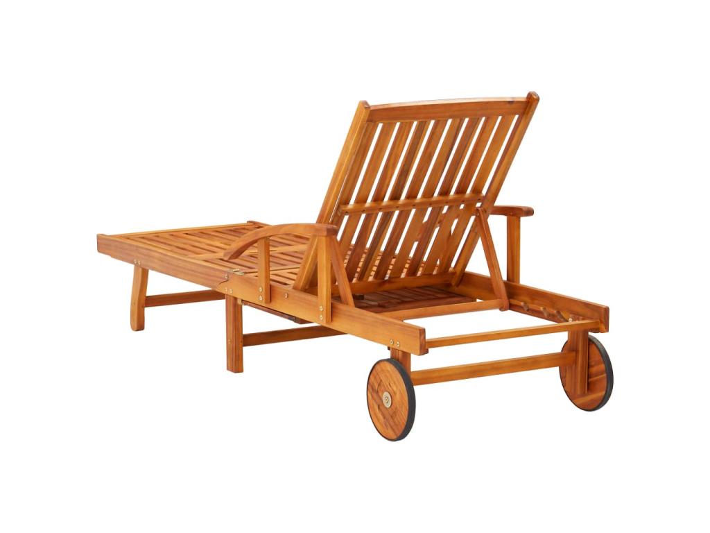 Conjunto de 2 tumbonas hamacas camas de jardín muebles de terraza con cojines madera maciza de acacia 02_0012059 - 4