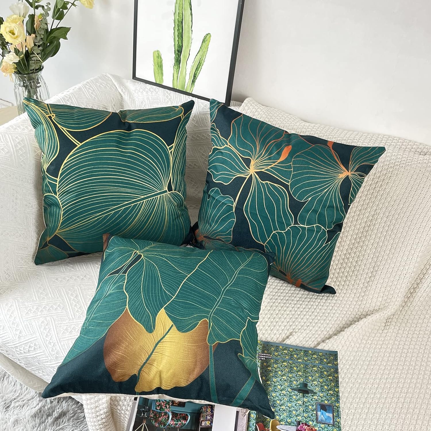 Housses De Coussin Fleurs Oiseaux – Taies Décoratives 45x45 Cm En Polyester, Fermeture éclair Cachée