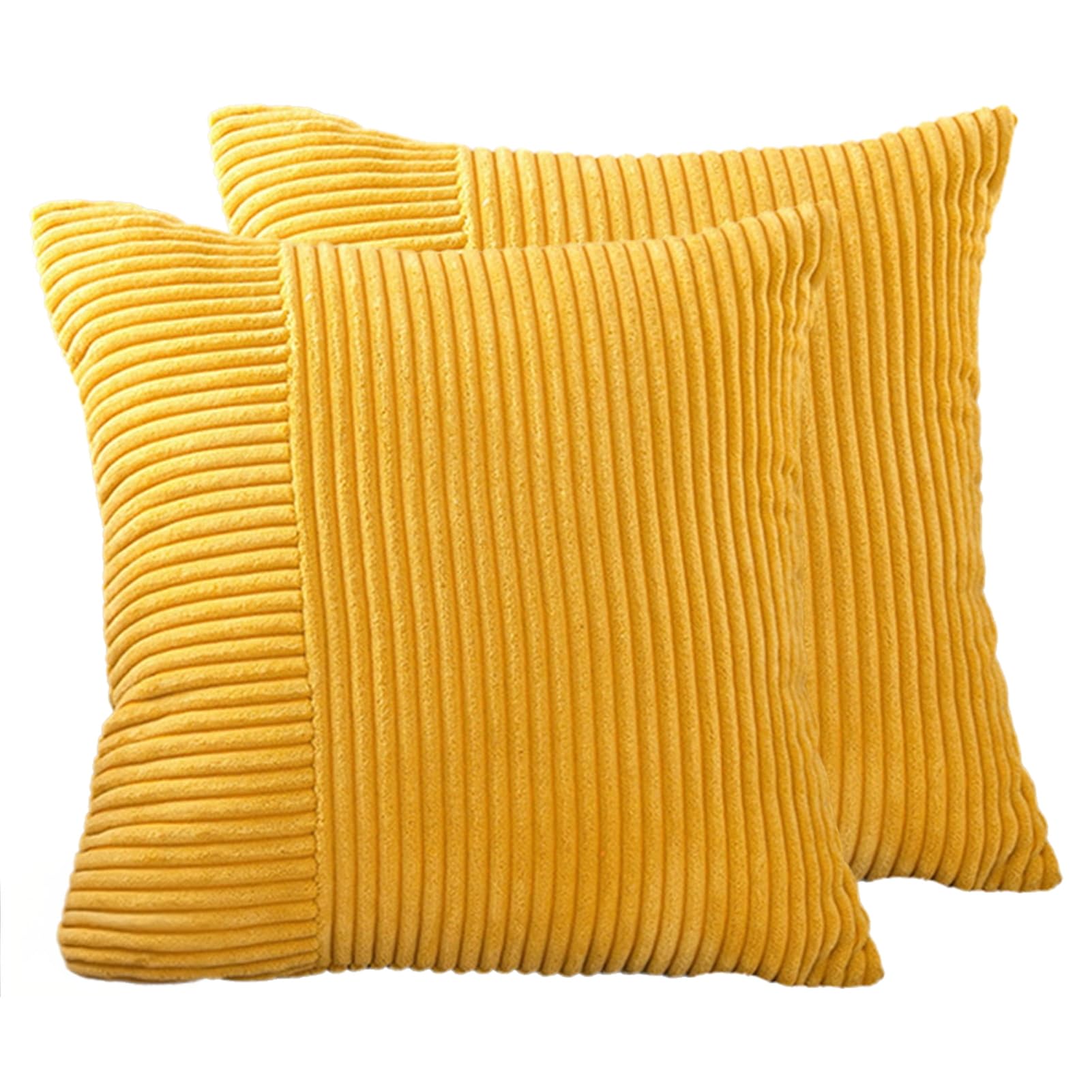 Poszewka na poduszkę z sztruksu, zszywana, 2 sztuki, prosta i nowoczesna poszewka na poduszkę na sofę do salonu, 45*45 cm, żółta