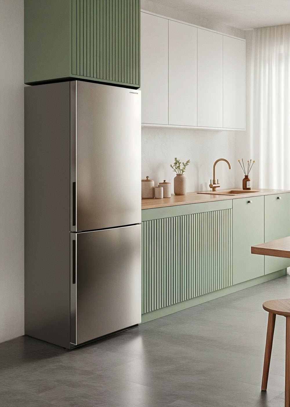 CREATE - FRIDGE STUDIO COMBI 231 - Chłodziarko-zamrażarka kombi 231 l No Frost - Inox
