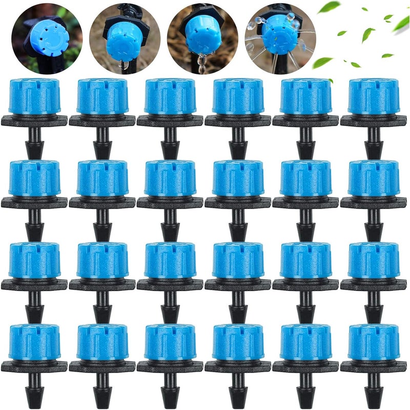 100 szt. kroplowników do nawadniania ogrodu, 8 otworów, regulowany przepływ, mikrozraszacz, system podlewania trawnika