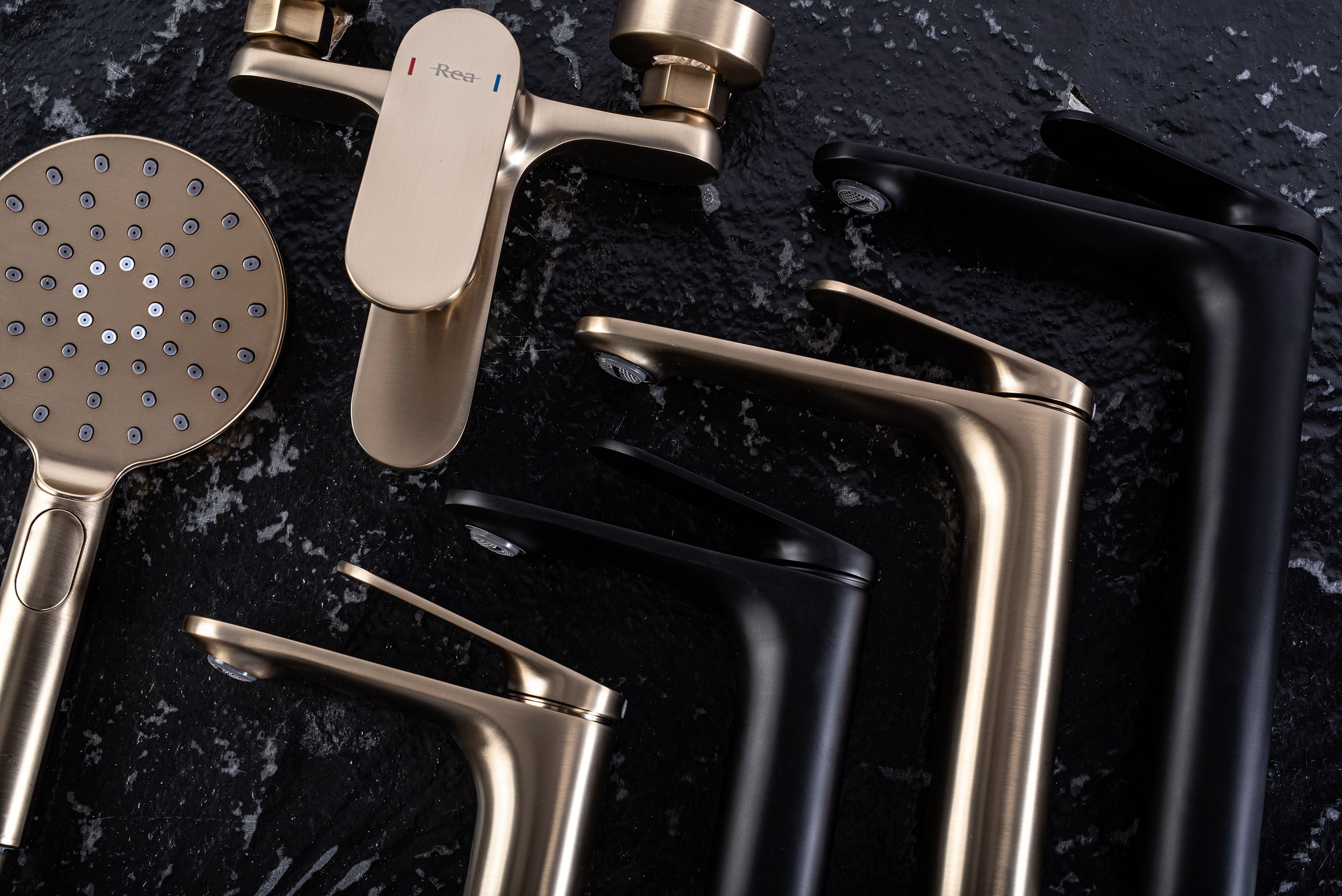 Bateria Umywalkowa REA Marco Złota Szczotkowana - 5