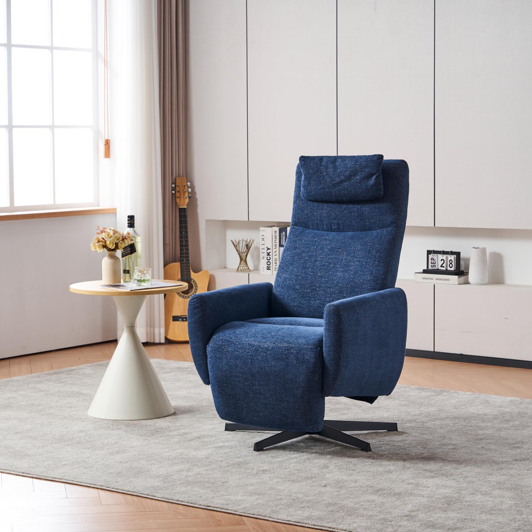 Fauteuil relax avec fonction inclinable, tissu chenille confortable, fauteuil pivotant 360° avec repose-pieds, moderne pour salon - 6