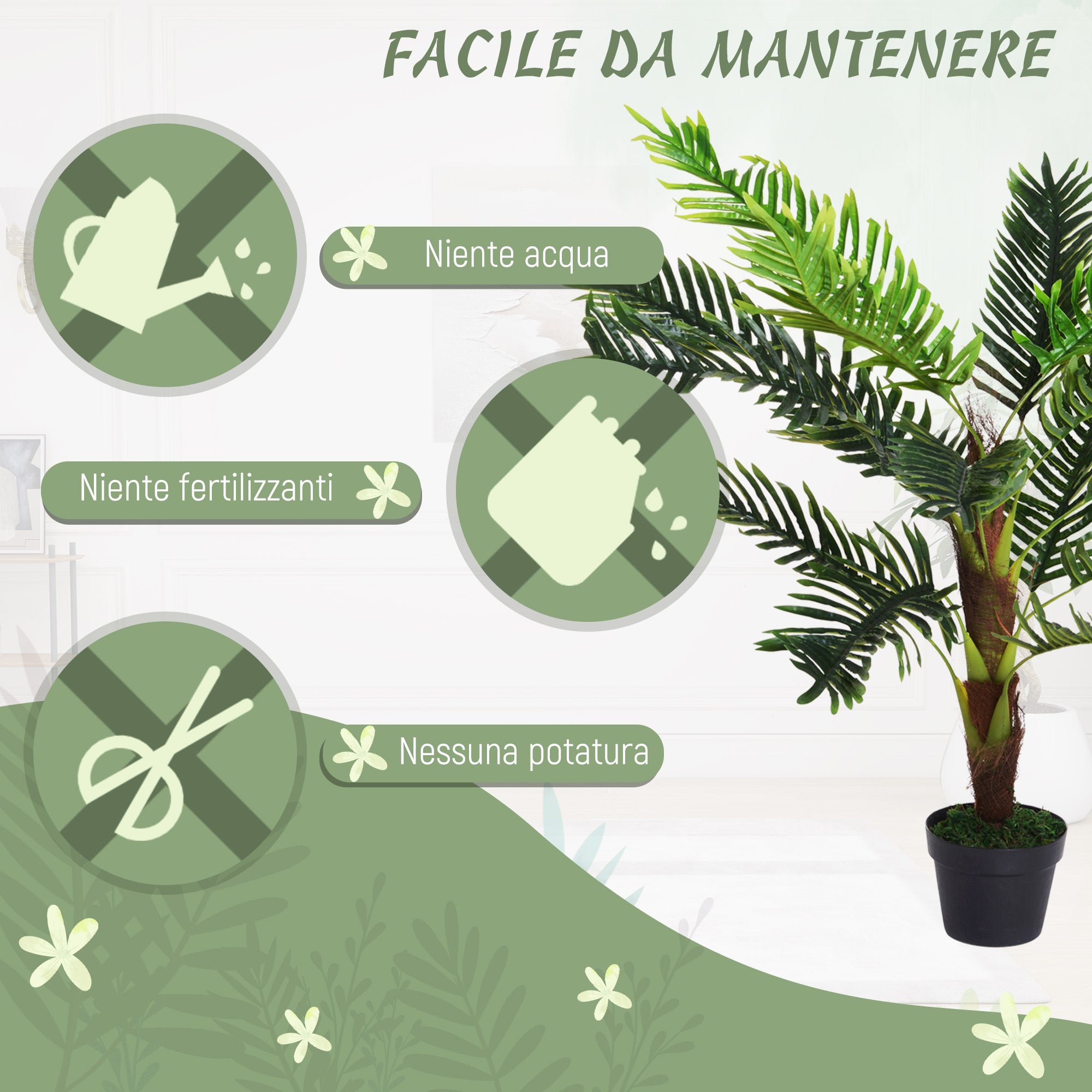 Plante artificielle palmier cycas hauteur 123 cm intérieur extérieur pot inclus décoration maison jardin - 7