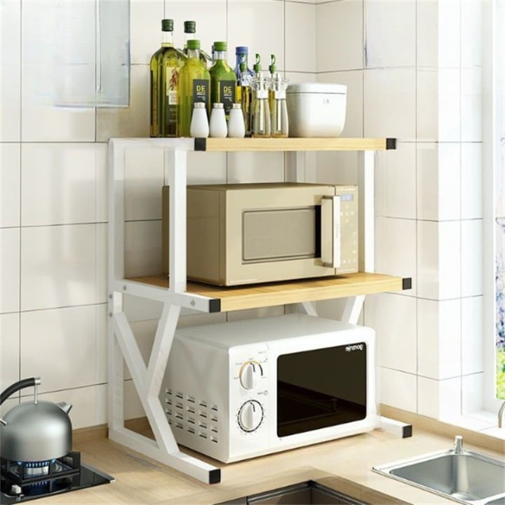 3-poziomowy regał kuchenny – wytrzymały, do mikrofalówki, przypraw i sztućców – 53*37*68 cm